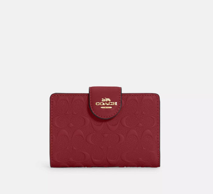 Coach Medium Corner Zip Wallet – Cherry Red Signature Leather