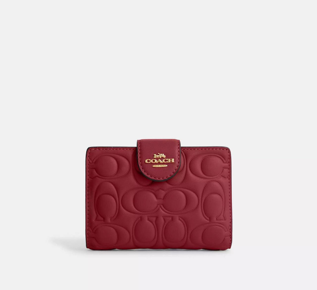 Coach Medium Corner Zip Wallet – Cherry Red Signature Leather