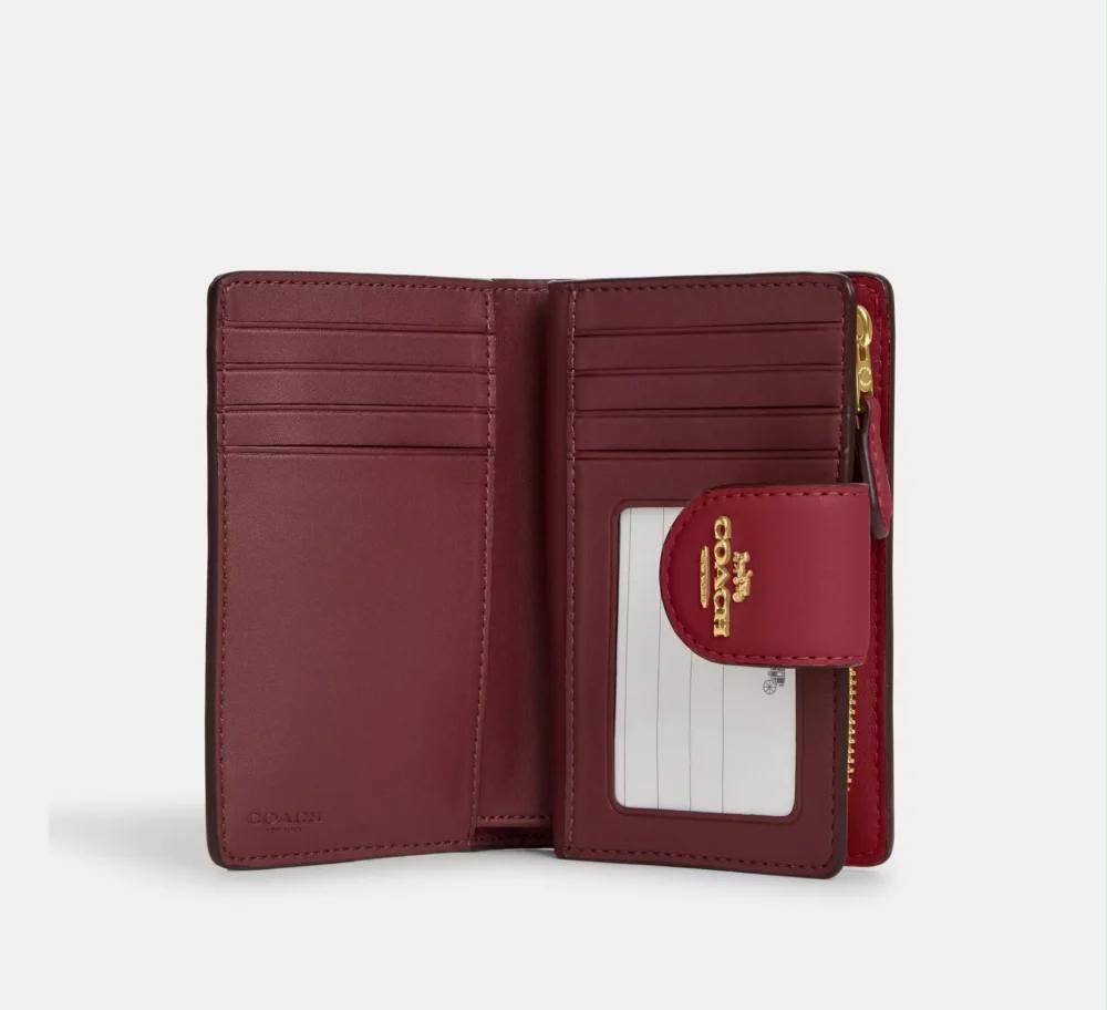 Coach Medium Corner Zip Wallet – Cherry Red Signature Leather