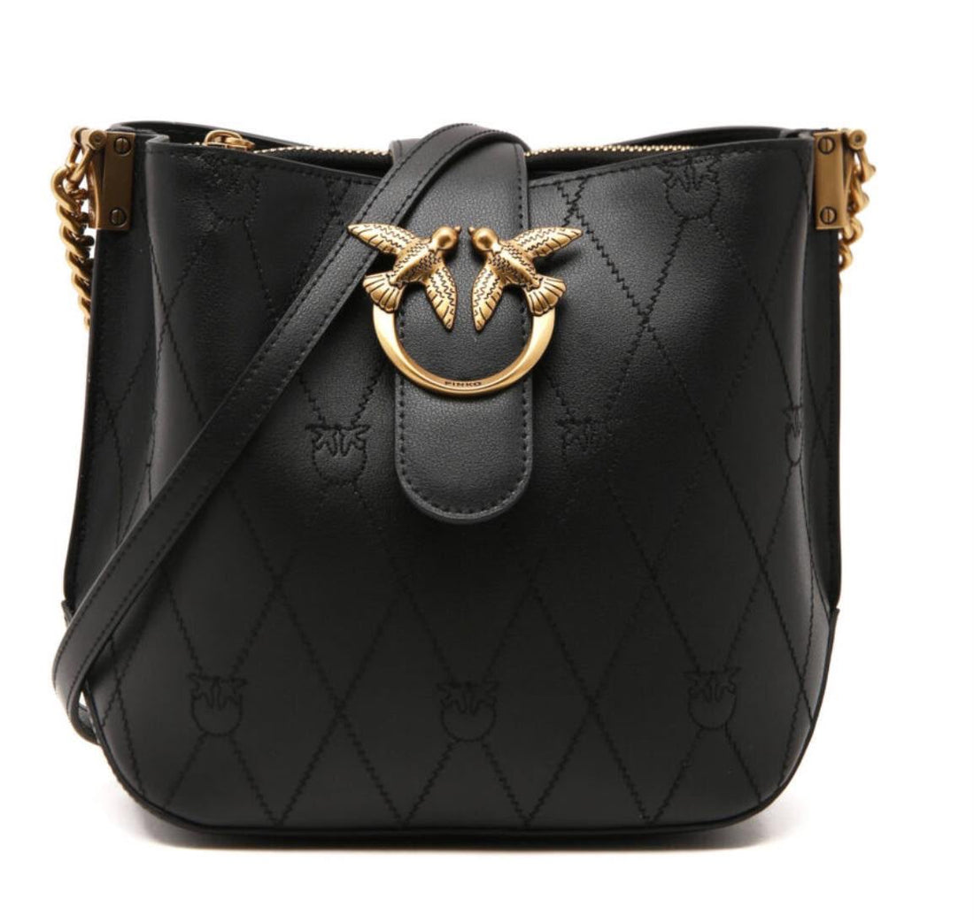 Pinko Love Bucket Bag – Black Leather