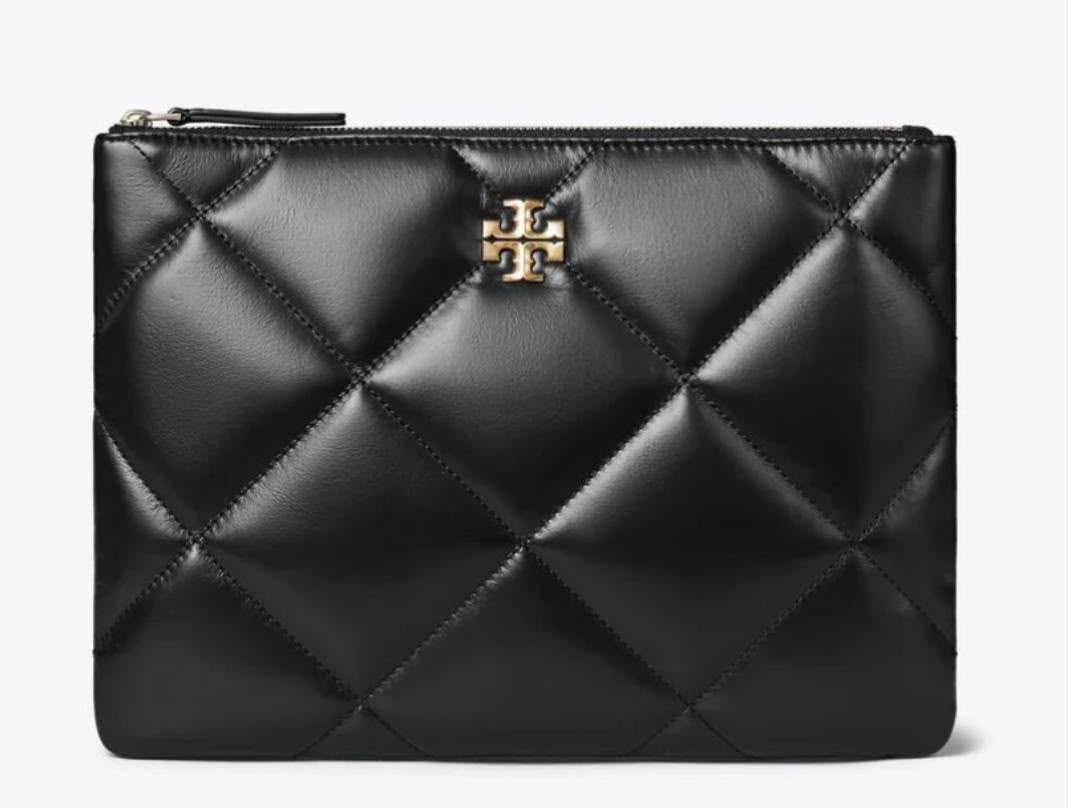 Tory Burch Kira Diamond Quilt Pouch – Black