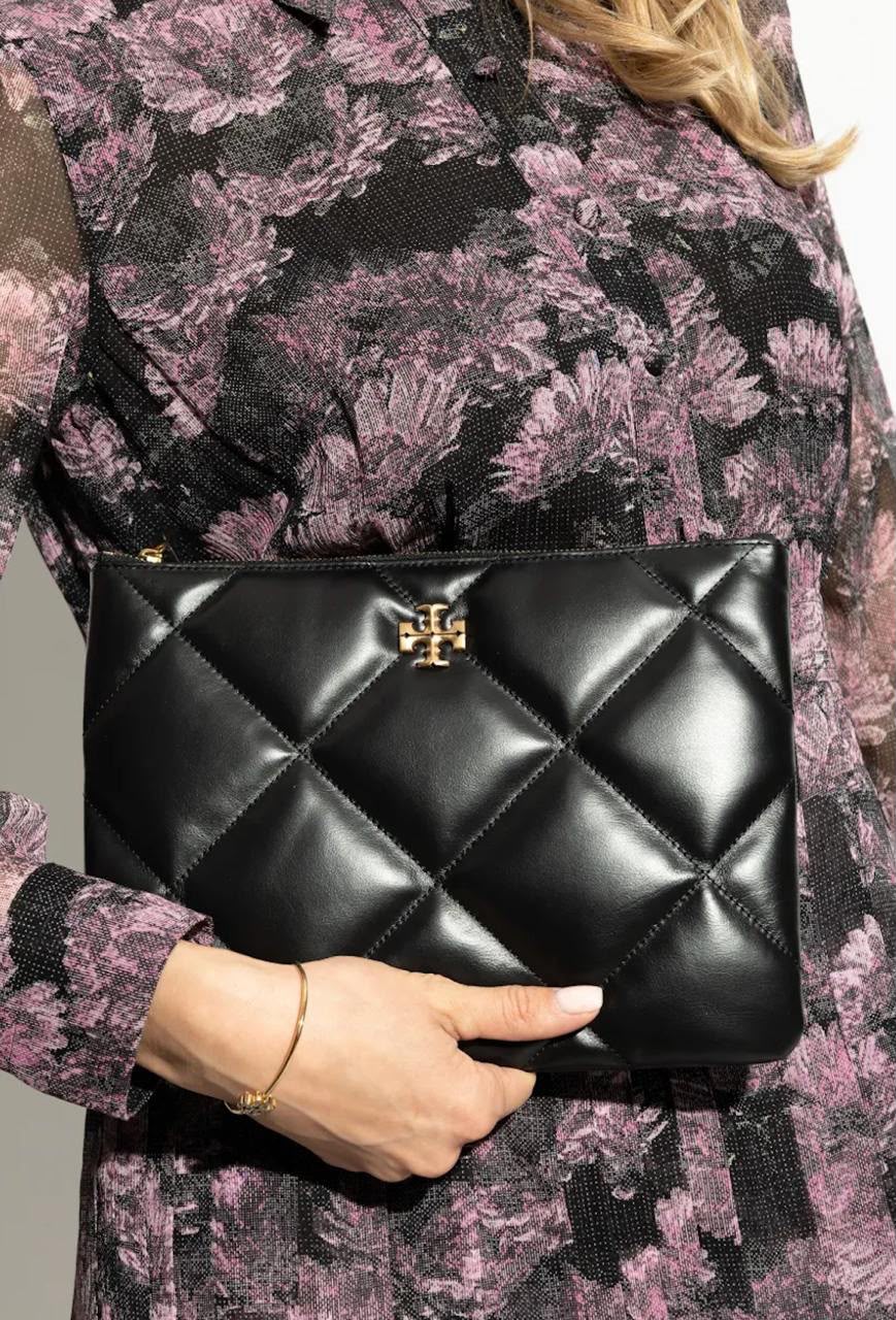 Tory Burch Kira Diamond Quilt Pouch – Black