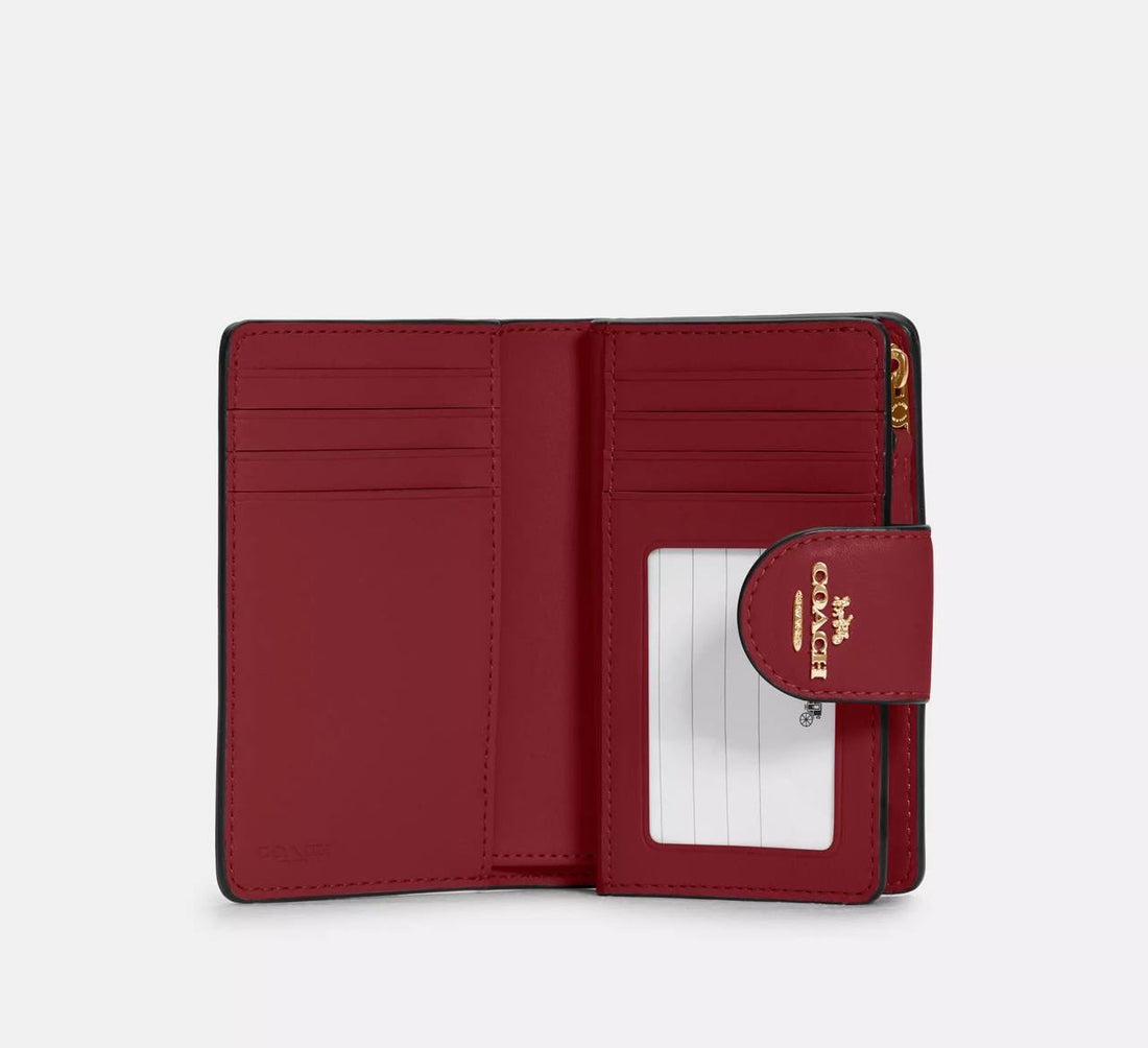 Coach Medium Corner Zip Wallet – Cherry Red Signature Leather