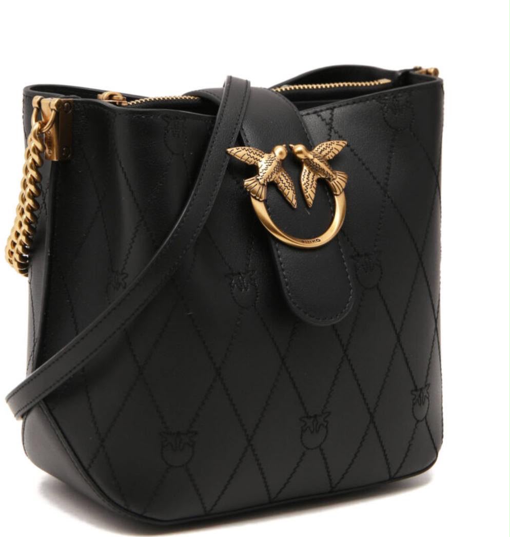 Pinko Love Bucket Bag – Black Leather