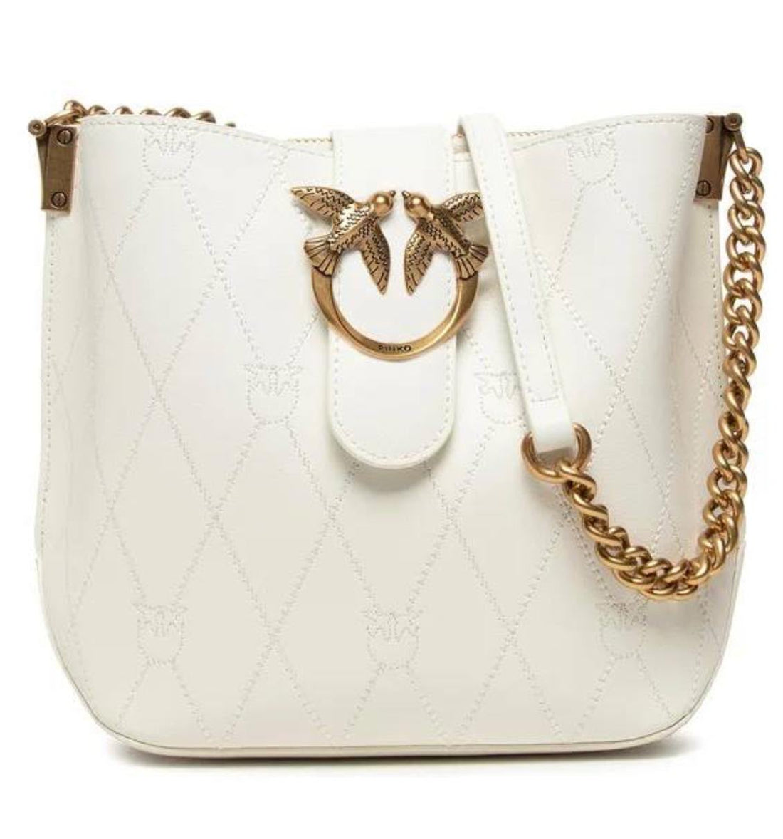 Pinko Love Bucket Bag – White Leather