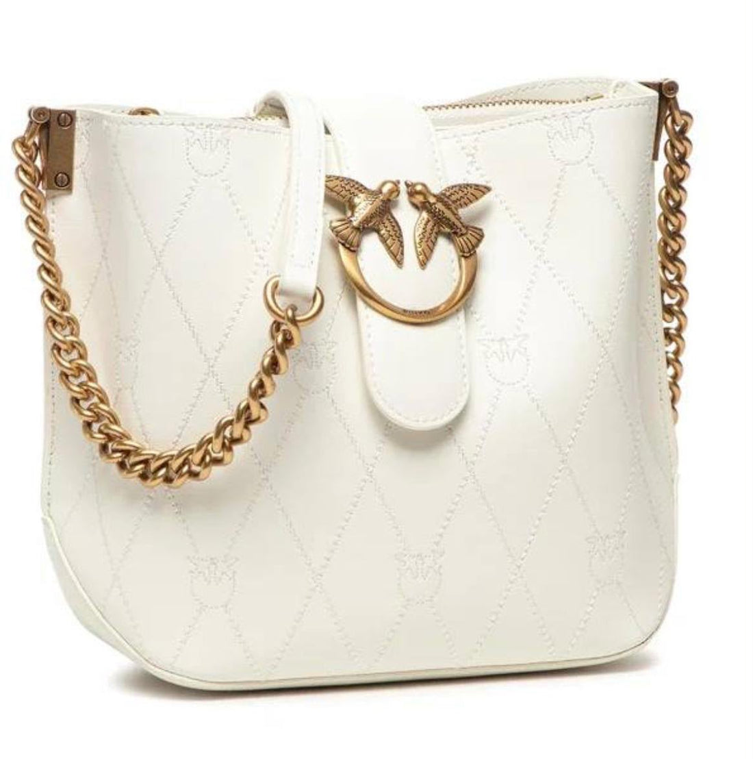 Pinko Love Bucket Bag – White Leather